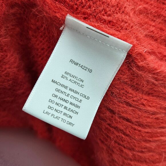 NWT Mersea Chalet Poncho Sweater Size Petite Orange Soft Fuzzy Cozy - Picture 9 of 10